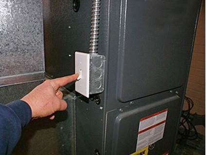 Furnace shut-off switch location